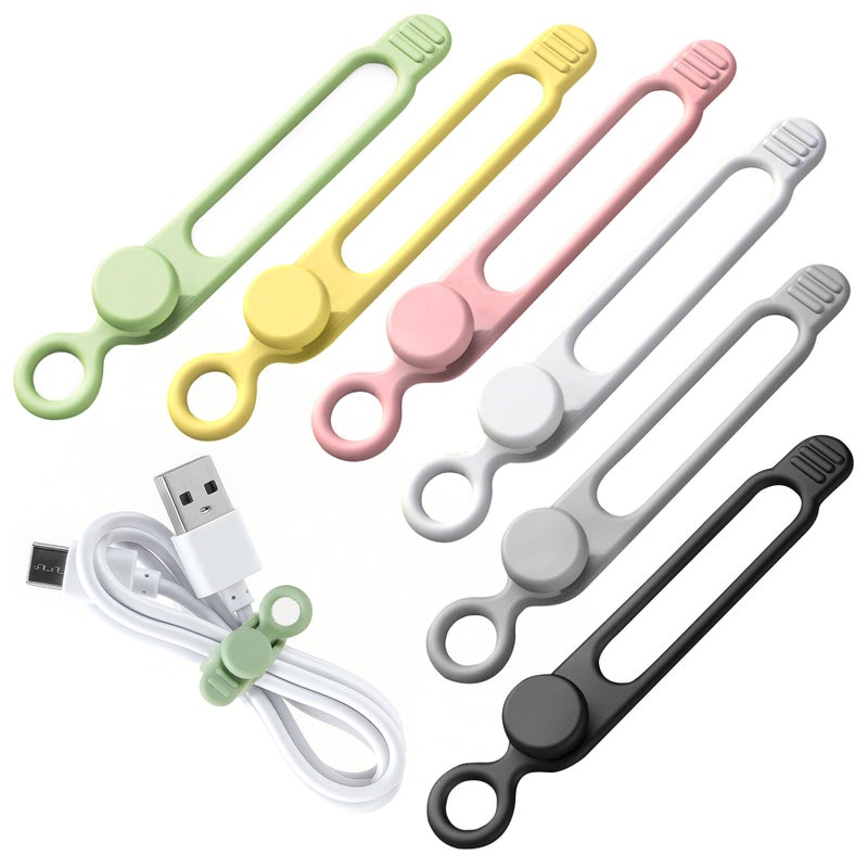 awrose 30 Pcs Silicone Cable Ties, Reusable Data Cable Organizer Wire Organizers For Office, Multipurpose Elastic Cord Wraps Cable Management For Charging Cord,Appliances,Home,Office,Kitchen,School,Travel - Image 1
